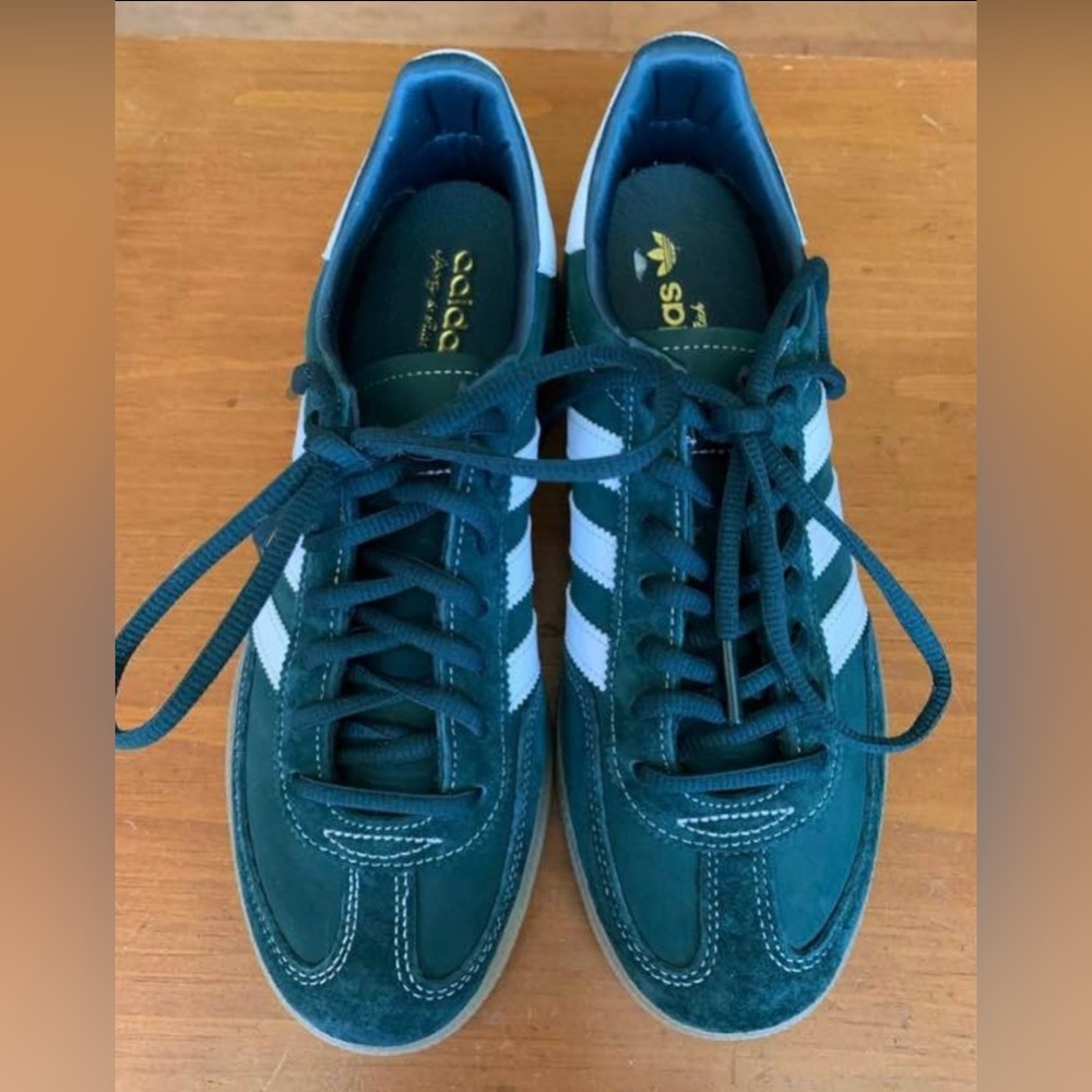 adidas Forest Green Suede Sneakers with White Stripes